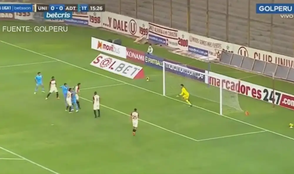 Universitario vs. ADT: Hernán Rengifo anotó el primero del partido en el Monumental. Foto: captura GolPerú