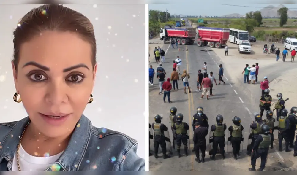 Gisela Valcárcel tomó unos minutos de su agenda laboral para manifestarse sobre el paro de transportistas en el país. Foto: composición/Instagram/Clinton Medina/La República