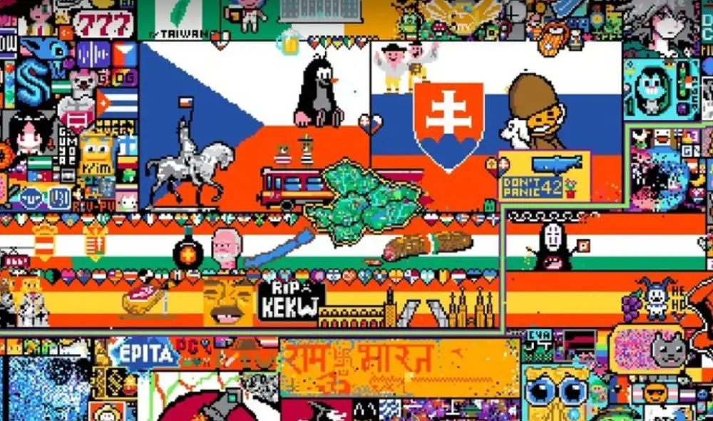 En este gigantesco lienzo digital, cada usuario puede colaborar pintando un solo pixel cada 5 minutos. Foto: Reddit