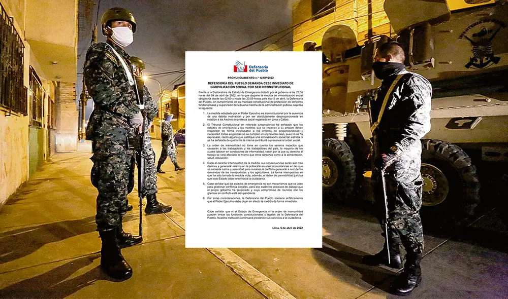 Defensoría resalta que toque de queda perjudica a la ciudadanía en general, sobre todo a quienes viven del día a día. Foto: composición LR / Antonio Melgarejo - LR / Defensoría Defensoría resalta que toque de queda perjudica a la ciudadanía en general, sobre todo a quienes viven del día a día. Foto: composición LR / Antonio Melgarejo - LR / Defensoría