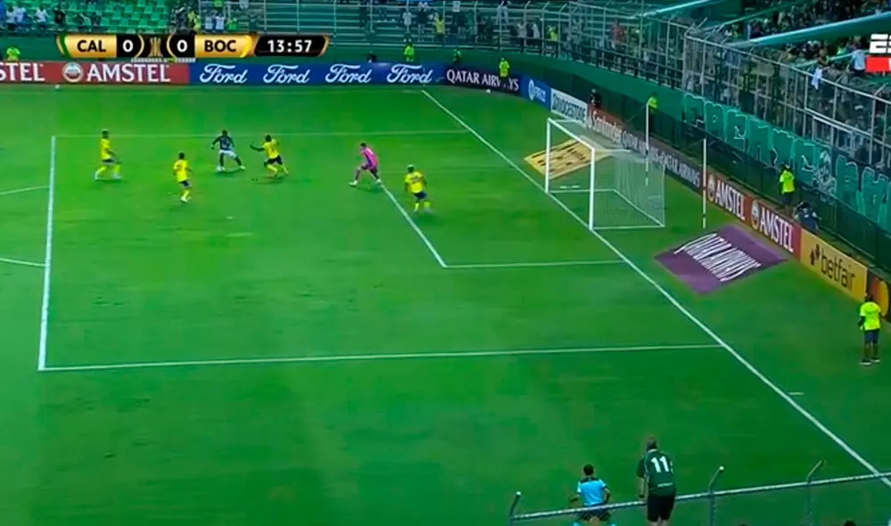 Carlos Zambrano impidió el gol de Cali. Foto: captura ESPN