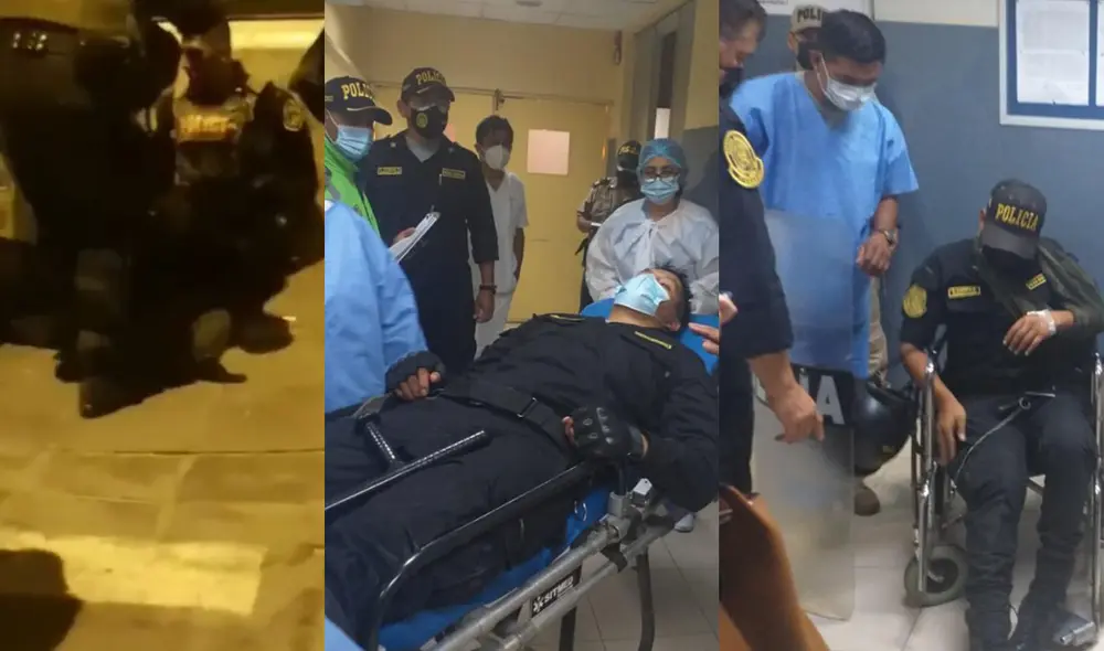 Policías fueron heridos en el Cercado de Lima por turbas de manifestantes. Foto: PNP Policías fueron heridos en el Cercado de Lima por turbas de manifestantes. Foto: PNP
