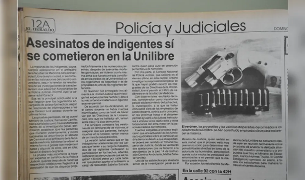 Varios medios hicieron publicaciones del caso en 1992. Foto: El Heraldo Varios medios hicieron publicaciones del caso en 1992. Foto: El Heraldo