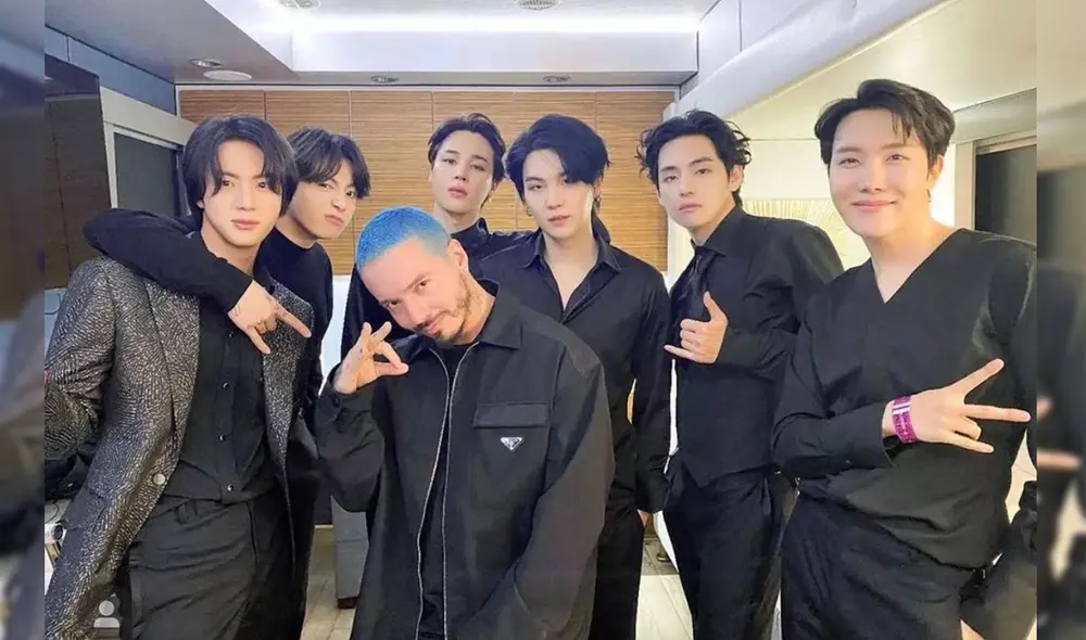 Jin, Jungkook, Jimin, Suga, Taehyung y J-Hope con J Balvin. Foto: Instagram