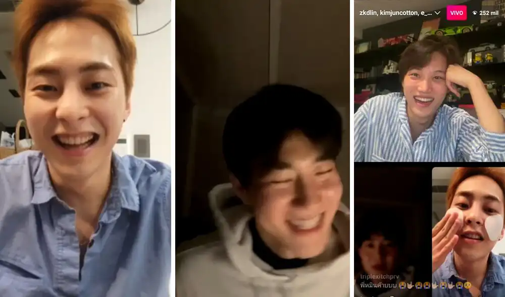 Integrantes de EXO en IG Live. D.O no pudo participar, pues no tiene cuenta de Instagram. Foto: capturas/Instagram Integrantes de EXO en IG Live. D.O no pudo participar, pues no tiene cuenta de Instagram. Foto: capturas/Instagram