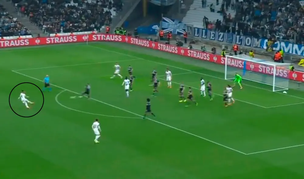 Dimitri Payet convirtió un super gol en el triunfo del Olympique de Marsella. Foto: captura de ESPN