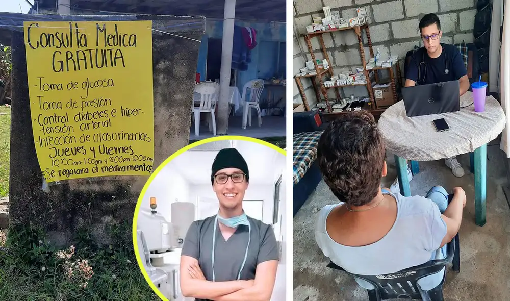 El joven colocó un cartel para detallar los servicios médicos que brinda dentro de su casa en un horario específico entre los jueves y viernes. Foto: Edson Fernández/ Facebook El joven colocó un cartel para detallar los servicios médicos que brinda dentro de su casa en un horario específico entre los jueves y viernes. Foto: Edson Fernández/ Facebook