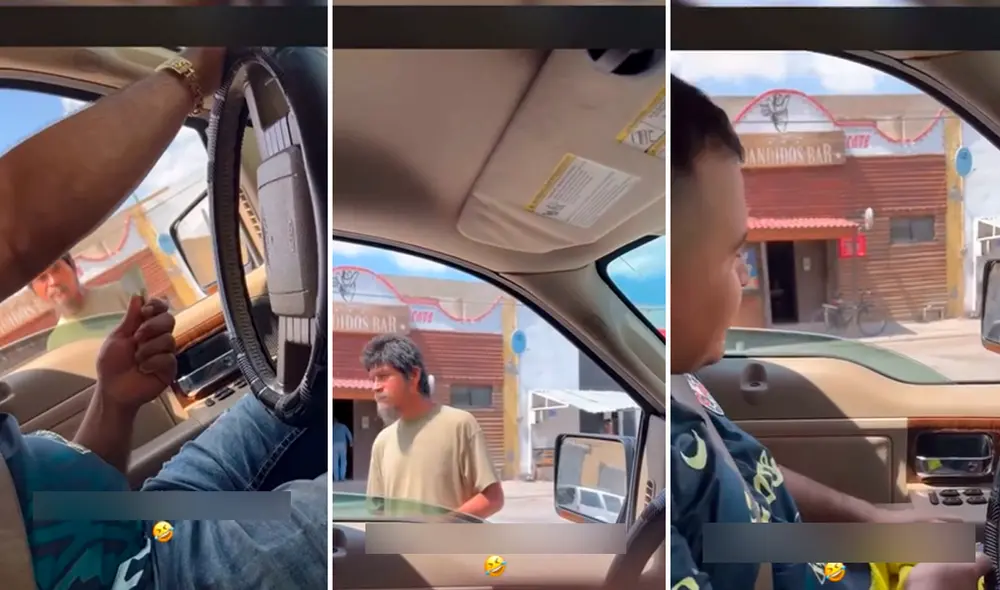 Pese a que el hombre insistió al muchacho para ayudarlo dándole los implementos de limpieza, este se negó rotundamente y se alejó de la zona. Foto: captura de TikTok