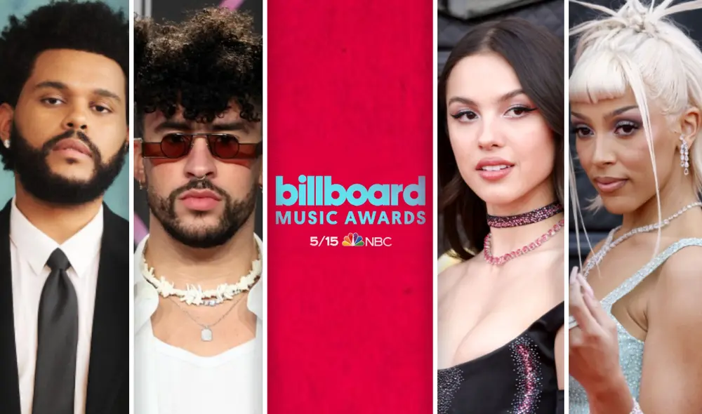 The Weeknd y la rapera Doja Cat lideran la lista de nominaciones con 17 y 14 menciones, respectivamente. Foto: composición AFP/Billboard
