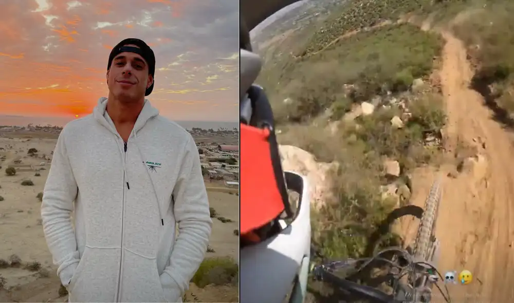 Hugo García muestra el momento preciso de su caída con bicicleta. Foto: Instagram