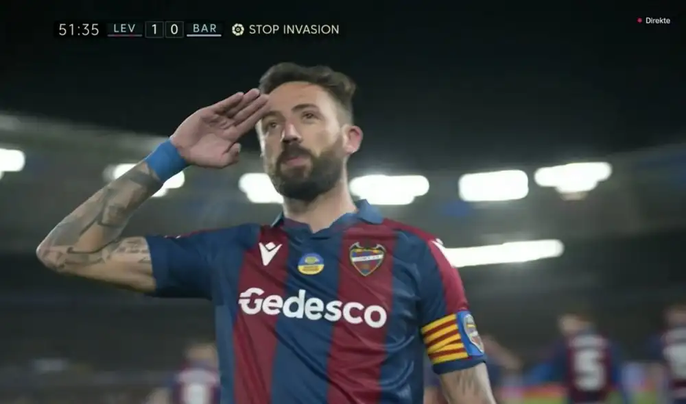 Morales anotó el 1-0 del Levante. Foto: captura ESPN. Morales anotó el 1-0 del Levante. Foto: captura ESPN.
