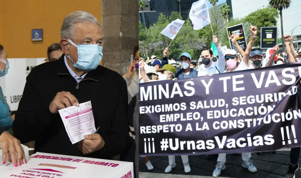 El 3 de abril los civiles que están en desacuerdo con la consulta ciudadana de revocación de mandato marcharon expresando su sentir. Foto: composición LR/EFE.