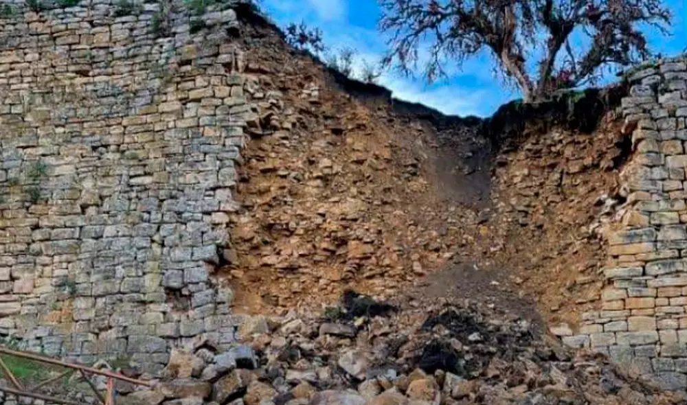Colapsó un muro estructural de Kuélap, Amazonas. Foto: Twitter Colapsó un muro estructural de Kuélap, Amazonas. Foto: Twitter