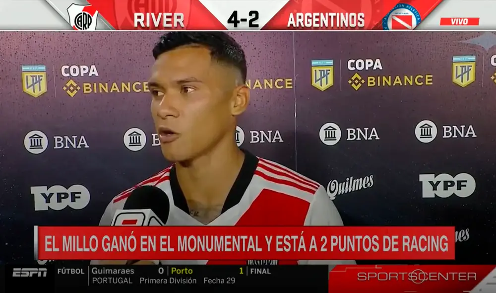 Marcelo Herrera puso el 4-2 a favor de River Plate. Foto: captura ESPN Marcelo Herrera puso el 4-2 a favor de River Plate. Foto: captura ESPN