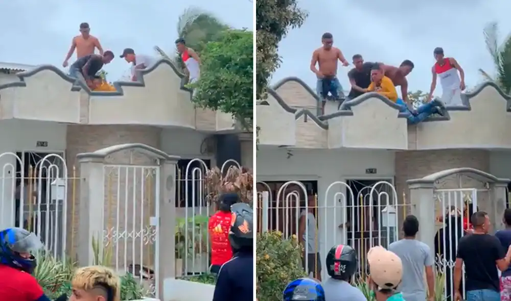 El supuesto delincuente fue entregado a una patrulla de la Policía Metropolitana de Barranquilla. Foto: captura de video / El Tiempo