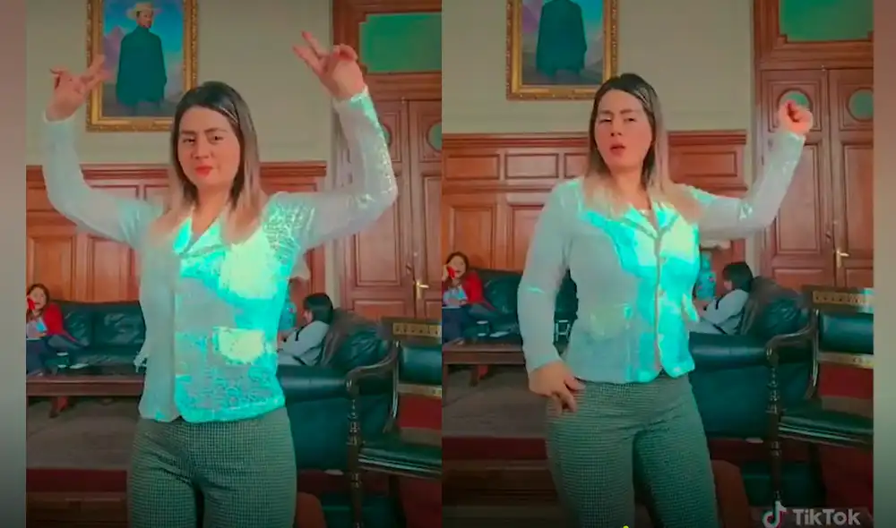 La parlamentaria es activa en esta red social y comparte otros videos donde también aparecen otros lugares del Parlamento. Foto: captura TikTok