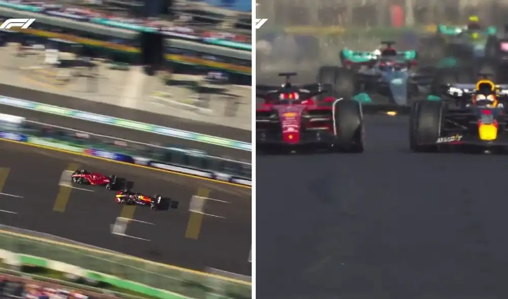 Así fue la lucha entre Leclerc y Verstappen. Foto: captura F1.
