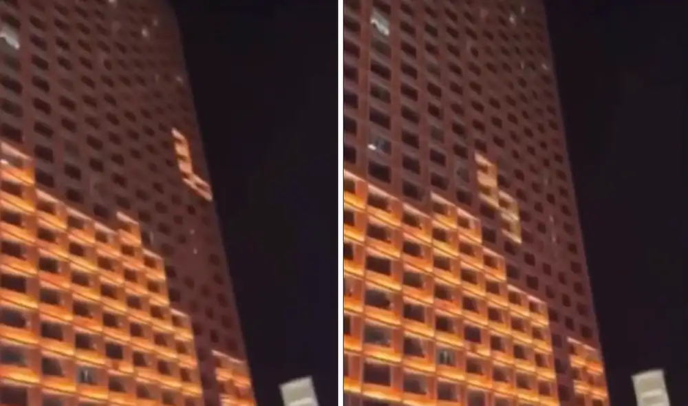 El espectacular juego de tetris gigante sorprendió a los usuarios en redes. Foto: captura de TikTok