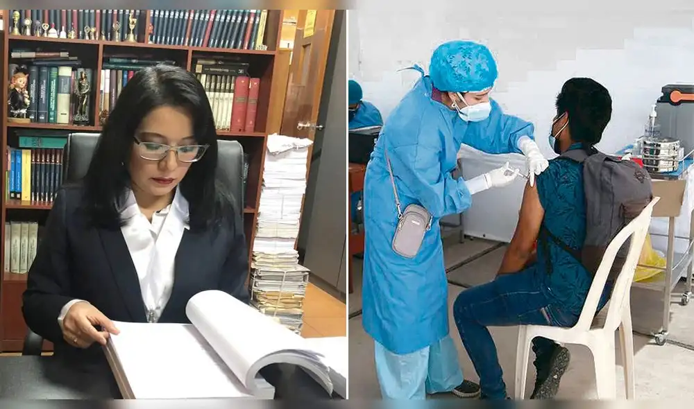 Arequipa. Jueza Karina Apaza del Carpio emitió decisión respecto a demanda por la vacunación contra la COVID-19. Foto: Composición La República