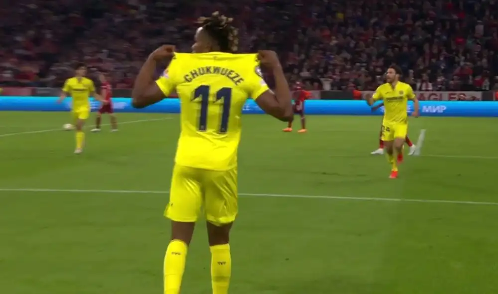 Samuel Chukwueze anotó el empate ante Bayern Múnich. Foto: captura ESPN 2