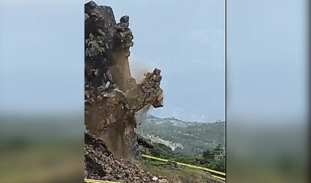 Pérdida. Momento en que se derrumba un sector del muro. Foto: difusión Pérdida. Momento en que se derrumba un sector del muro. Foto: difusión