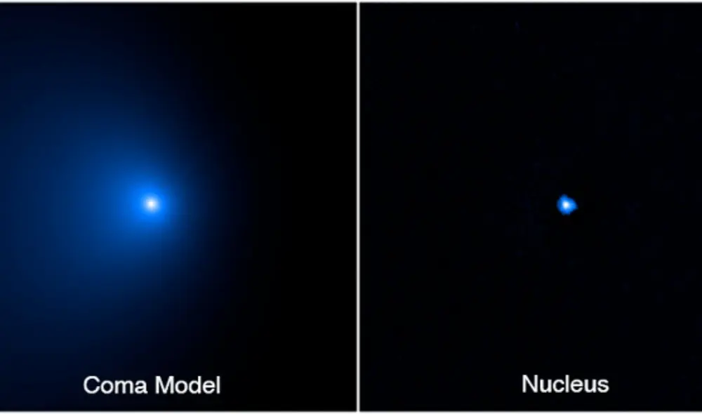 Según las observaciones del telescopio Hubble, el cometa C/2014-UN271 está viajando a 35.000 kilómetros por hora y actualmente está por llegar a la órbita de Urano. Foto: NASA / ESA / Man-To Hui / David Jewitt