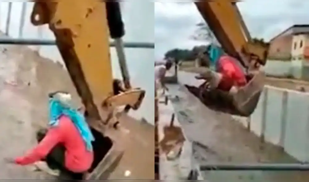 Uno de ellos se subió a la maquinaria para poder salvar al perrito. Foto: captura de TikTok