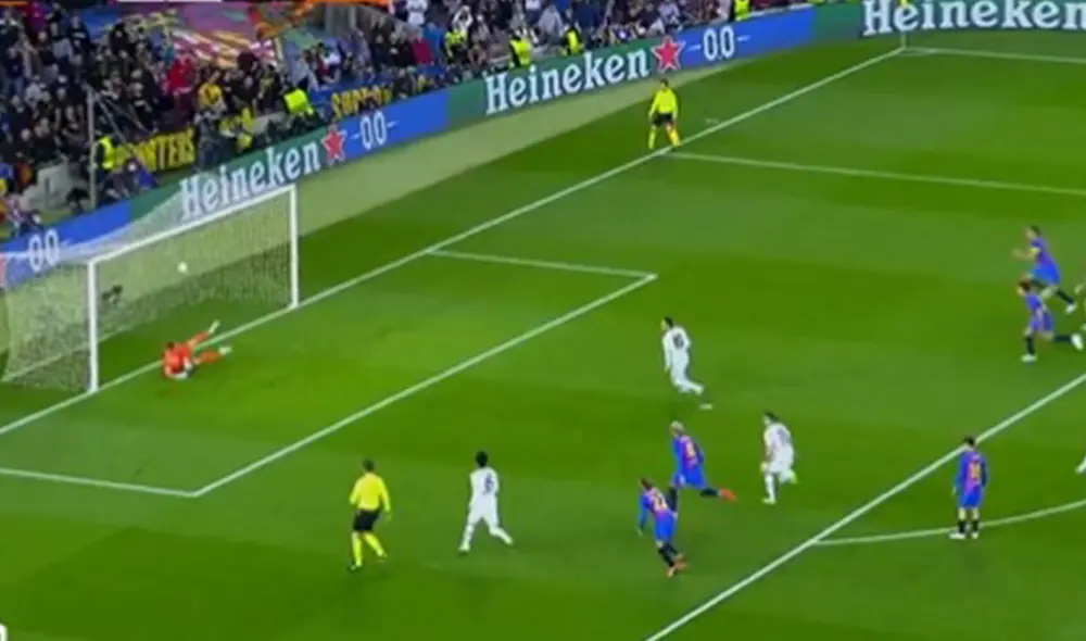 Kostic remató fuerte para vencer a Ter Stegen. Foto: captura de ESPN