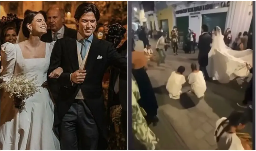 Belén Barnechea, hija del político peruano Alfredo Barnechea, se casó recientemente con Martín Cabello de los Cobos en Trujillo. Foto: composición LR