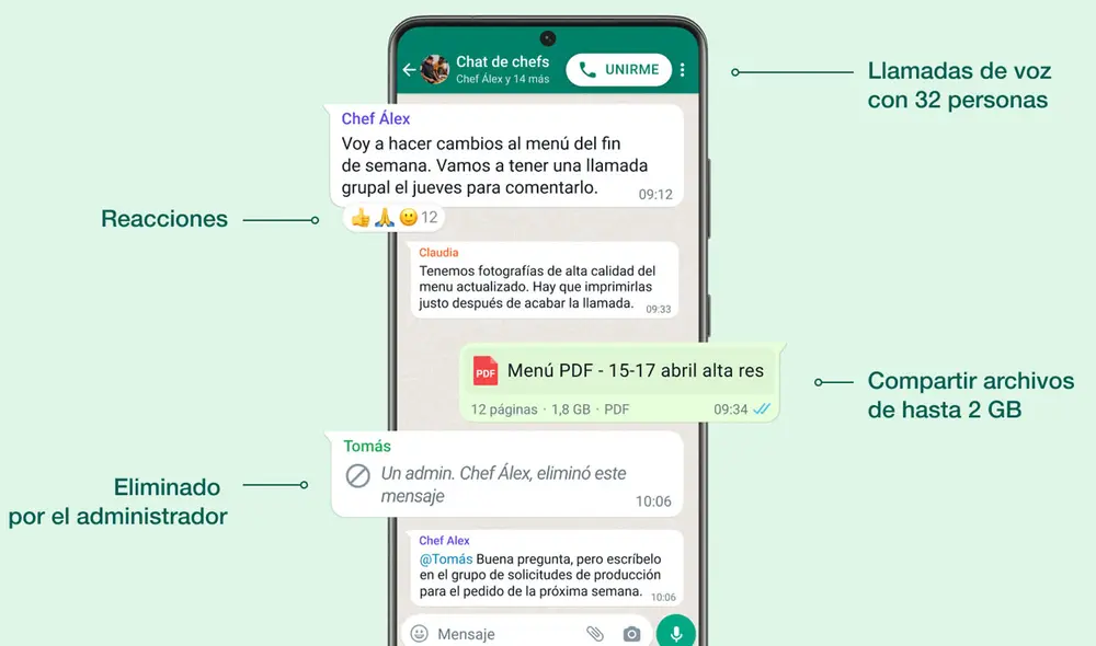 Junto a Comunidades vendrán algunas mejoras para la aplicación. Foto: WhatsApp