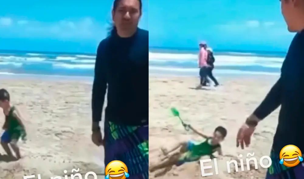 La obra de arena quedó arruinada luego de que un pequeño jugara sobre ella. Foto: captura de TikTok