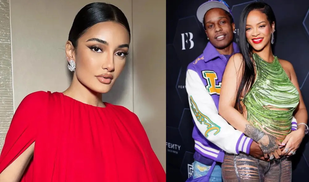 Amina Muaddi desmiente infidelidad con A$AP Rocky, pareja de Rihanna. Foto: composición Instagram/AFP Amina Muaddi desmiente infidelidad con A$AP Rocky, pareja de Rihanna. Foto: composición Instagram/AFP