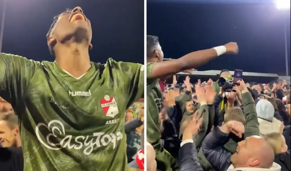 La felicidad del futbolista peruano. Foto: captura FC Emmen La felicidad del futbolista peruano. Foto: captura FC Emmen