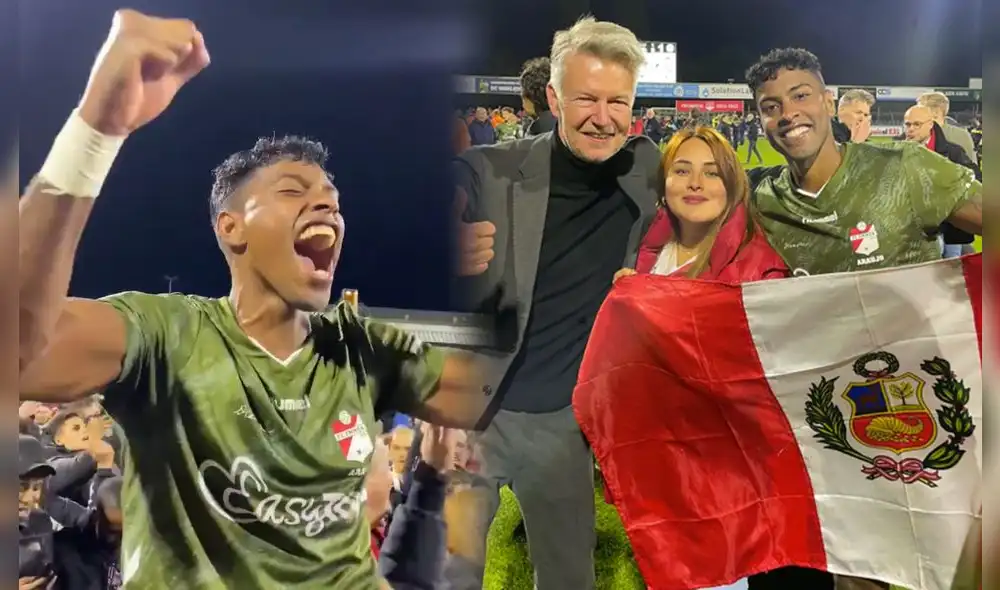 Miguel Araujo descendió con el Emmen en la temporada 2021. Foto: composición LR/captura Twitter Jacqueline Palomino