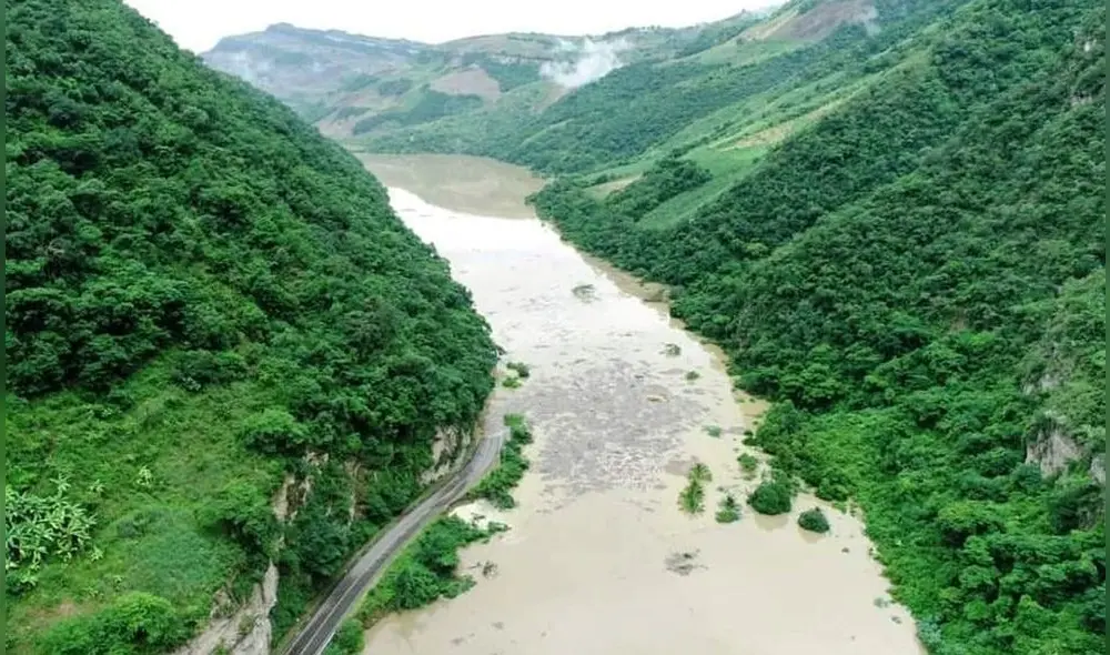 El río Utcubamba tras el sismo de 7.5 registrado el 28 de noviembre de 2021. Foto: difusión.