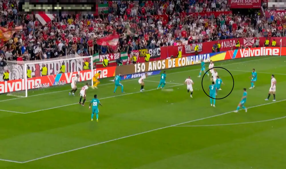 Nacho Fernández marcó el gol del empate del Real Madrid ante Sevilla por LaLiga. Foto: captura de DirecTV Sports Nacho Fernández marcó el gol del empate del Real Madrid ante Sevilla por LaLiga. Foto: captura de DirecTV Sports