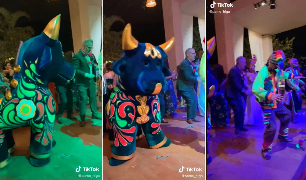 El Torito de Pucará hizo de las suyas en la pista de baile llamando la atención de los invitados a la boda. Foto: captura de TikTok El Torito de Pucará hizo de las suyas en la pista de baile llamando la atención de los invitados a la boda. Foto: captura de TikTok
