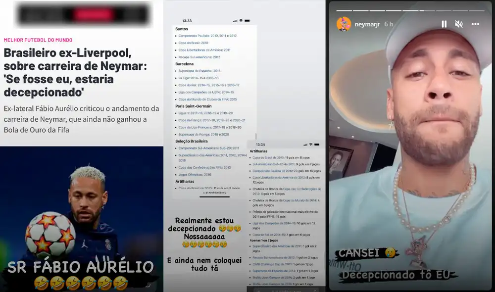 Neymar respondió vía Instagram a lo mencionado por Fabio Aurélio. Foto: composición GLR/captura Instagram