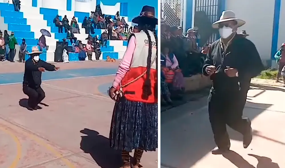 Pacori López no pudo negarse y realizó el ejercicio físico. Foto: Central Distrital de Rondas Campesinas de Orurillo Pacori López no pudo negarse y realizó el ejercicio físico. Foto: Central Distrital de Rondas Campesinas de Orurillo