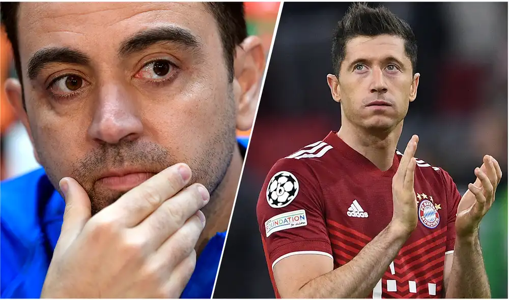 Xavi Hernández podría dirigir al delantero polaco la próxima temporada. Foto: composición/ AFP Xavi Hernández podría dirigir al delantero polaco la próxima temporada. Foto: composición/ AFP