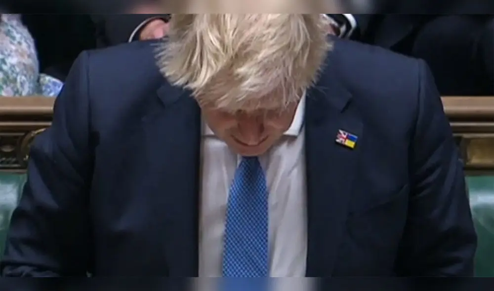 La Unidad de Grabación Parlamentaria (PRU) del Parlamento muestra al primer ministro británico, Boris Johnson, disculpándose con los parlamentarios por el "partygate". Foto: AFP La Unidad de Grabación Parlamentaria (PRU) del Parlamento muestra al primer ministro británico, Boris Johnson, disculpándose con los parlamentarios por el "partygate". Foto: AFP