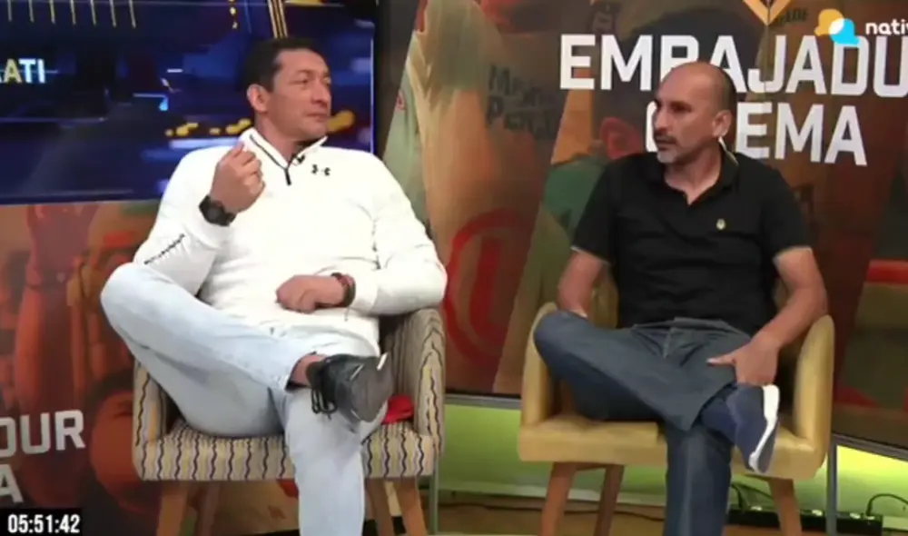 Rainer Torres junto a Carlos Galván en el programa de Embajadur crema. Foto: Captura Twitter