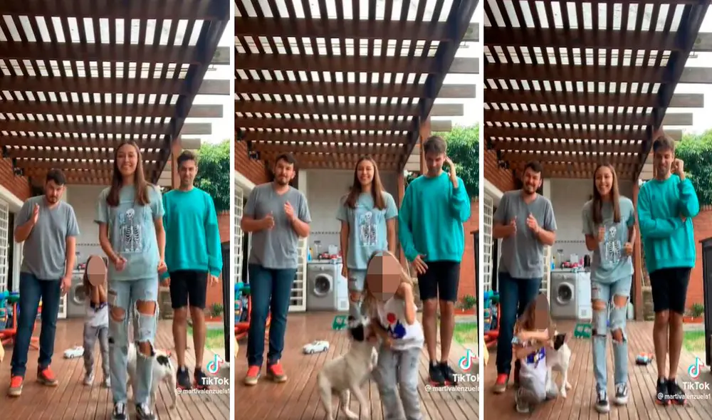 Mientras los demás bailaban al ritmo de la pegajosa canción, un niño luchaba con su perro para que lo dejara tranquilo. Foto: captura de TikTok