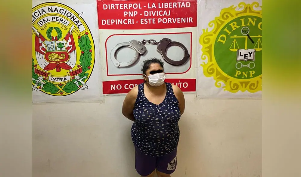 Mujer fue detenida tras un trabajo de seguimiento. Foto: PNP