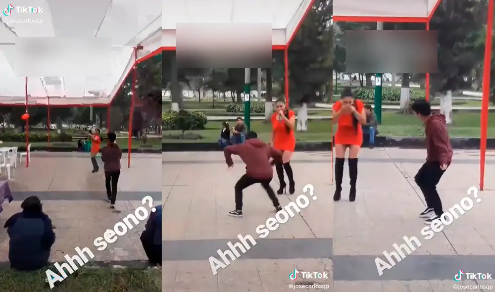 El muchacho bailó enérgicamente frente a la cantante de cumbia. Foto: captura de TikTok El muchacho bailó enérgicamente frente a la cantante de cumbia. Foto: captura de TikTok
