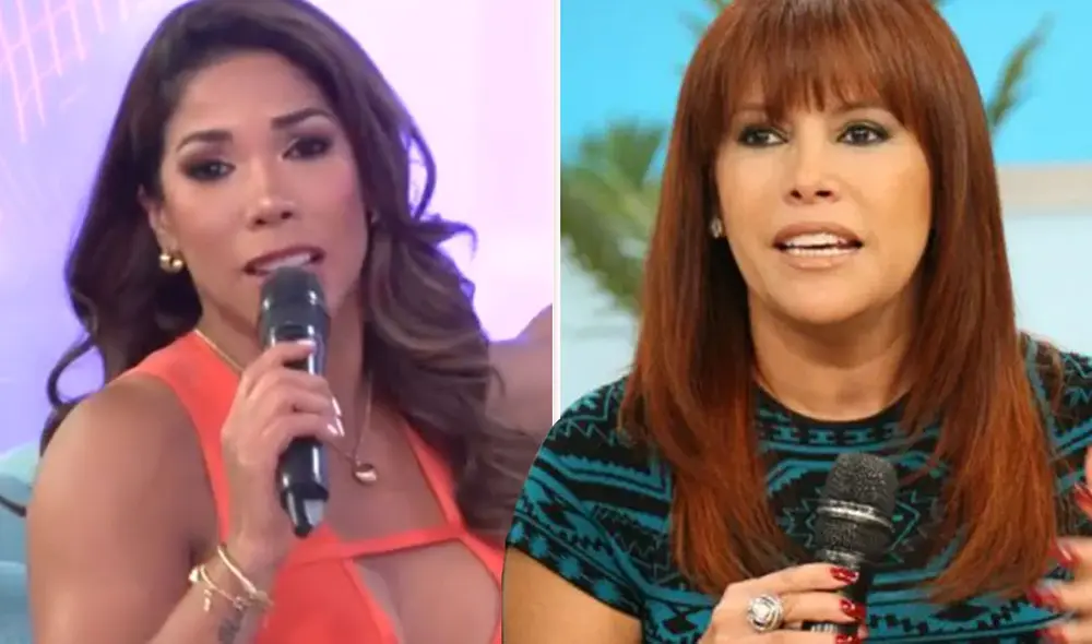 Karen Dejo negó en "Amor y fuego" que las imágenes emitidas por Magaly Medina sean del mismo día. Foto: captura de Willax