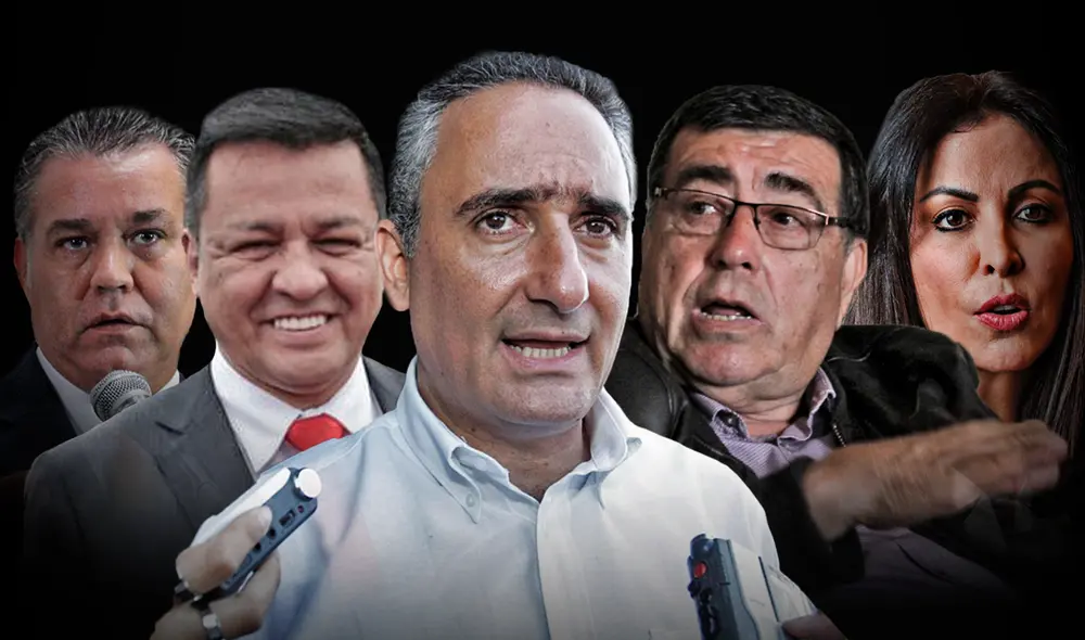 Alex Kouri, Juan Sotomayor, Víctor Albrecht, Dante Mandriotti y Patricia Chirinos son cuestionados por sus gestiones como autoridades en el Callao. Foto: composición de Fabrizio Oviedo/La República