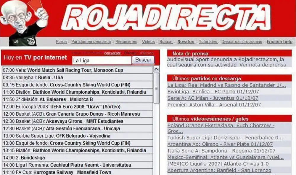 Página de inicio del portal Roja directa. Foto: Captura web Página de inicio del portal Roja directa. Foto: Captura web