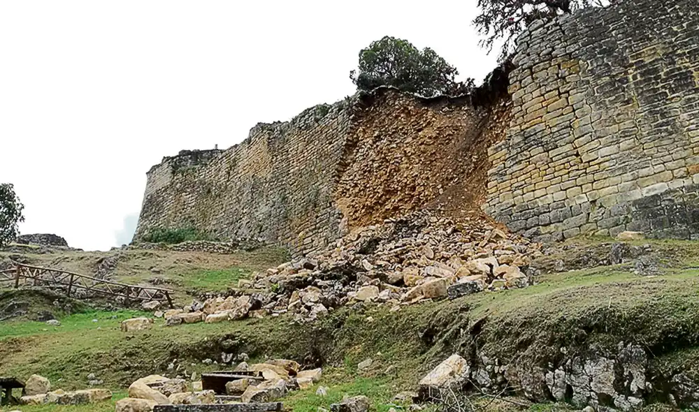 Daños. Muralla colapsó por las lluvias y el olvido de autoridades. Foto: difusión