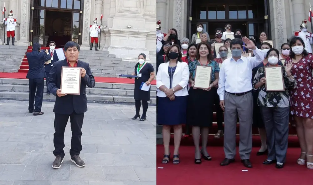 El presidente condecoró a los alcaldes de 557 municipalidades en los exteriores de Palacio de Gobierno. Foto: composición/Presidencia. El presidente condecoró a los alcaldes de 557 municipalidades en los exteriores de Palacio de Gobierno. Foto: composición/Presidencia.
